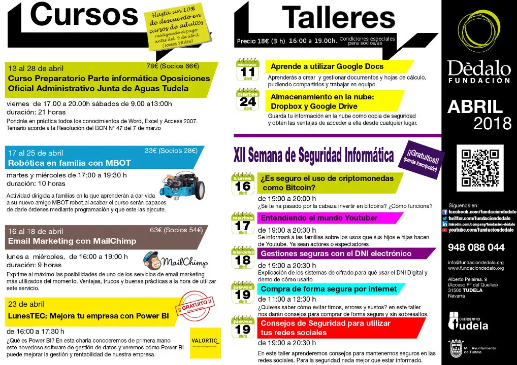 Actividades abril Fundaci&oacute;n D&eacute;dalo de Tudela