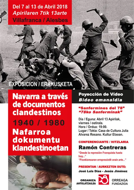 Exposici&oacute;n en Villafranca 'Navarra a trav&eacute;s de documentos clandestinos 1940-1980'