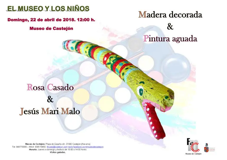 El museo y los ni&ntilde;os en Castej&oacute;n Maderas decoradas y pintura aguada con Rosa Casado y Jes&uacute;s M&ordf; Malo