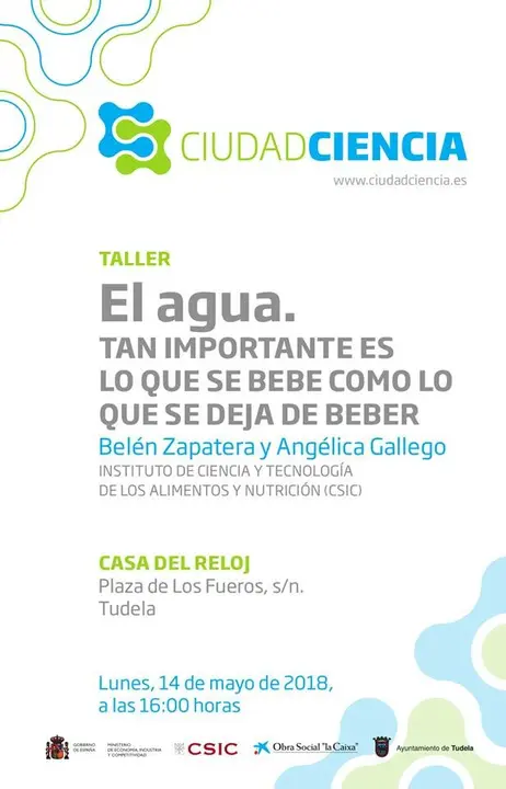 Taller y cata en Tudela 'El agua. Tan importante es lo que bebe como lo que se deja de beber'