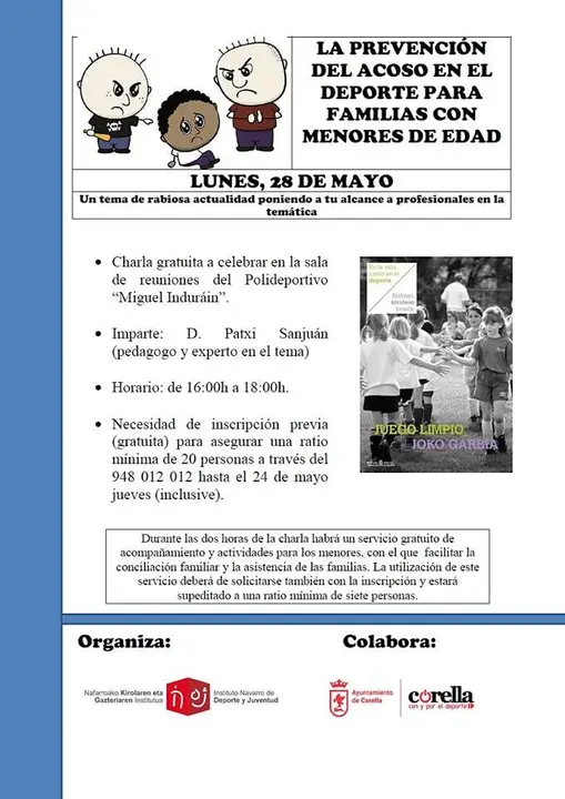 Charla en Corella 'La prevenci&oacute;n del acoso en el deporte para familias con menores de edad'
