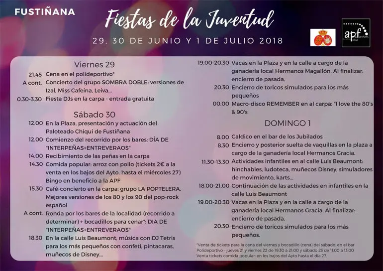 Fiestas de la juventud 2018 en Fusti&ntilde;ana