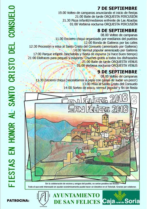 Fiestas patronales de San Felices 2018 en honor al Santo Cristo del Consuelo