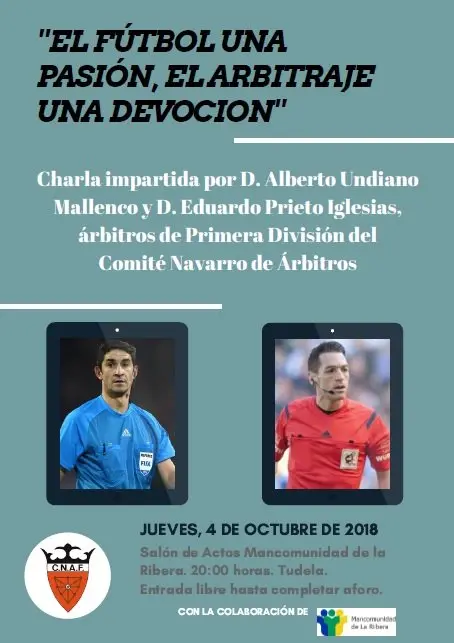 Charla en Tudela 'El f&uacute;tbol una pasi&oacute;n, el arbitraje una devoci&oacute;n'