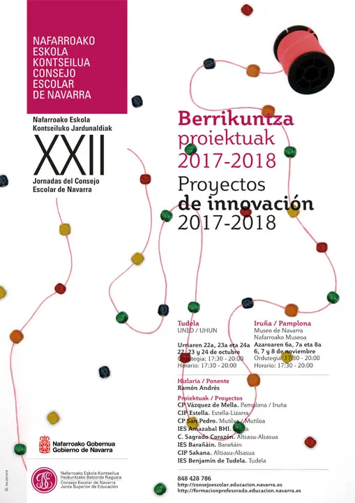 XXII Jornadas del Consejo Escolar de Navarra en Tudela Proyectos de innovaci&oacute;n 2017-2018