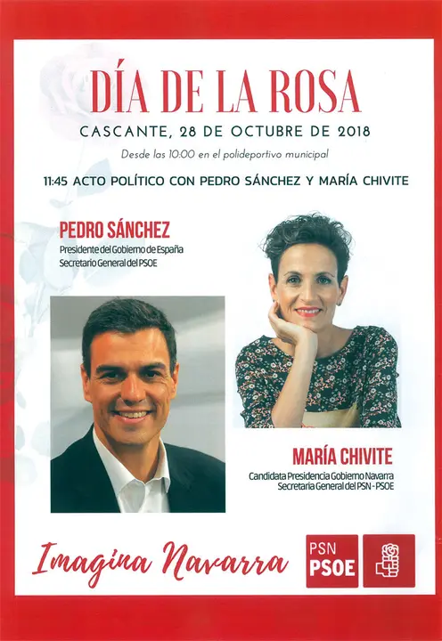 D&iacute;a de la Rosa en Cascante acto pol&iacute;tico con Pedro S&aacute;nchez y Mar&iacute;a Chivite