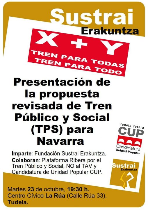 Presentación en Tudela de la propuesta revisada de Tren Público y Social (TPS) para Navarra