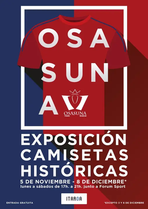 Exposici&oacute;n en Pamplona de camisetas hist&oacute;ricas de C.A. Osasuna
