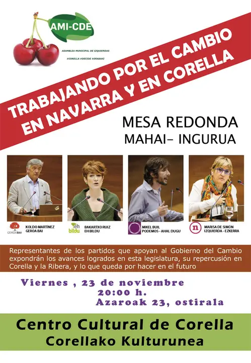 Mesa rendonda 'Trabajando por el cambio en Navarra y en Corella'