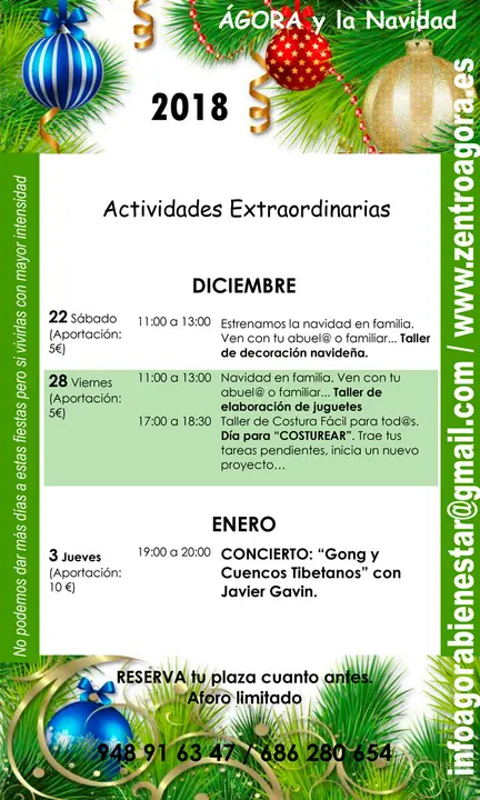Actividades navide&ntilde;as 2018 de Zentro &Aacute;gora Tudela