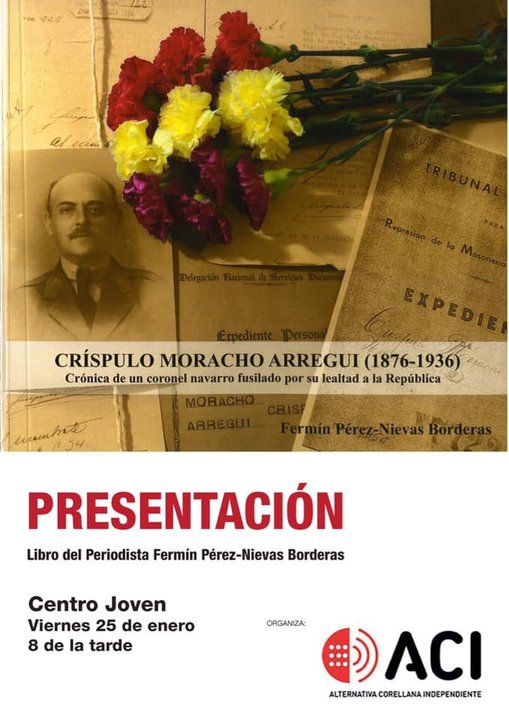 Presentación en Corella del libro 'Críspulo Moracho Arregui, (1876-1936)' de Fermín Pérez-Nievas Borderas