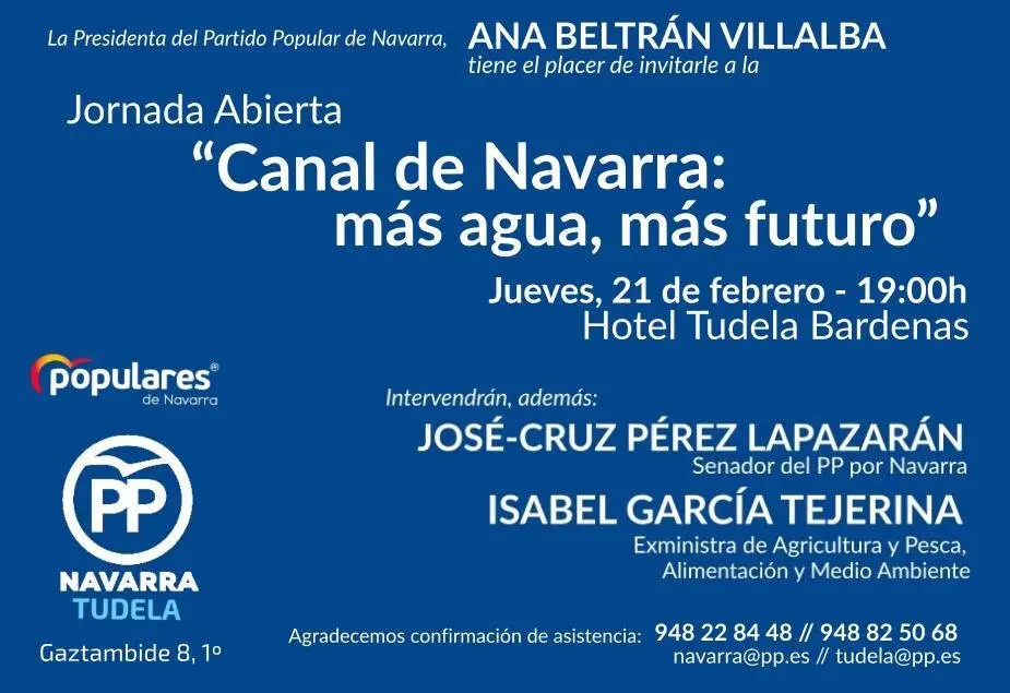 Jornada abierta en Tudela 'Canal de Navarra m&aacute;s agua, m&aacute;s futuro'