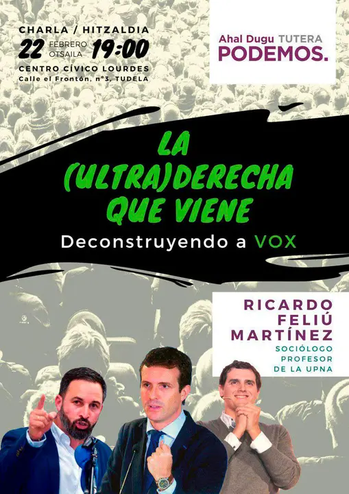 Charla en Tudela &lsquo;La (ultra)derecha que viene. Reconstruyendo a VOX&rsquo;