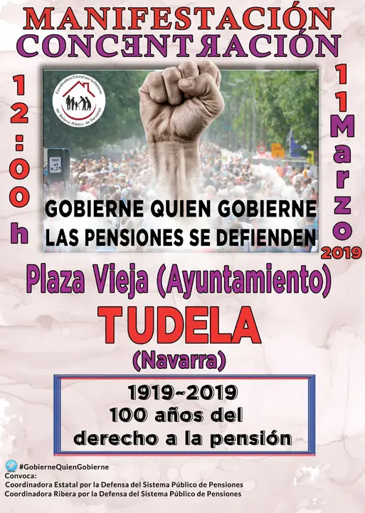 Manifestaci&oacute;n en Tudela en defensa de las pensiones
