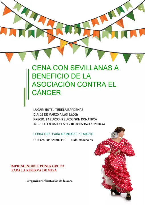 Cena en Tudela con sevillanas a beneficio de la AECC