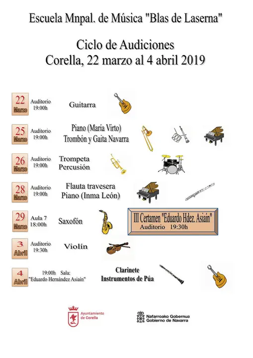 Ciclo de audiciones en Corella de la Escuela Municipal de M&uacute;sica &lsquo;Blas de Laserna&rsquo;