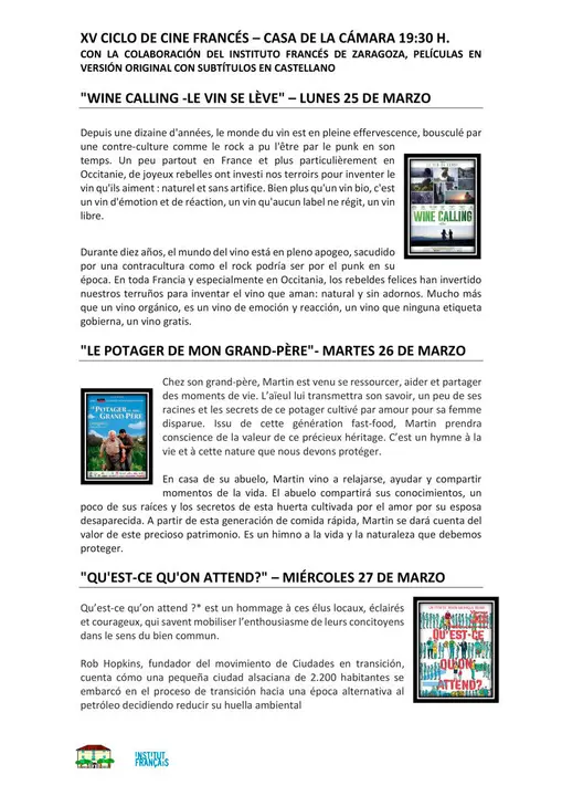 XV Ciclo de cine franc&eacute;s en Tauste