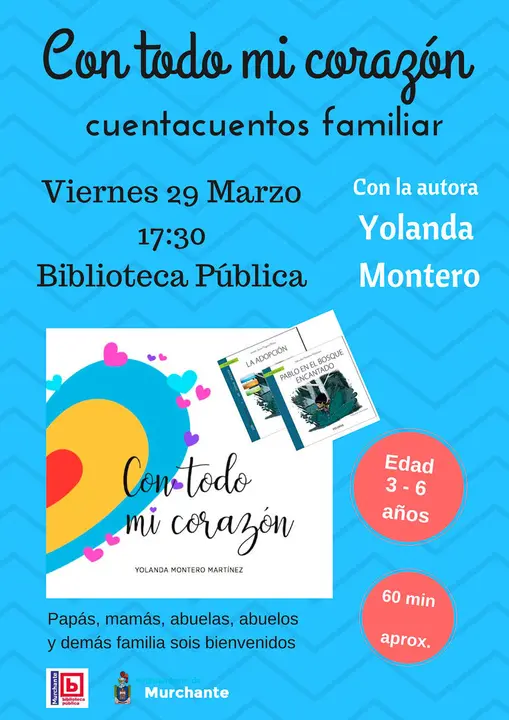 Cuentacuentos familiar en Murchante &lsquo;Con todo mi coraz&oacute;n&rsquo; con la autora Yolanda Montero