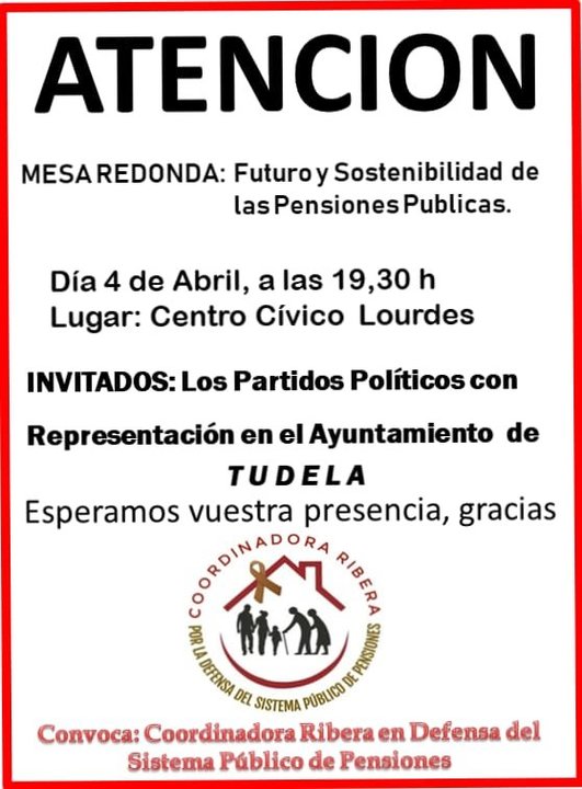 Mesa redonda en Tudela ‘Futuro y Sostenibilidad de las Pensiones Públicas’ con los representantes de los partidos políticos