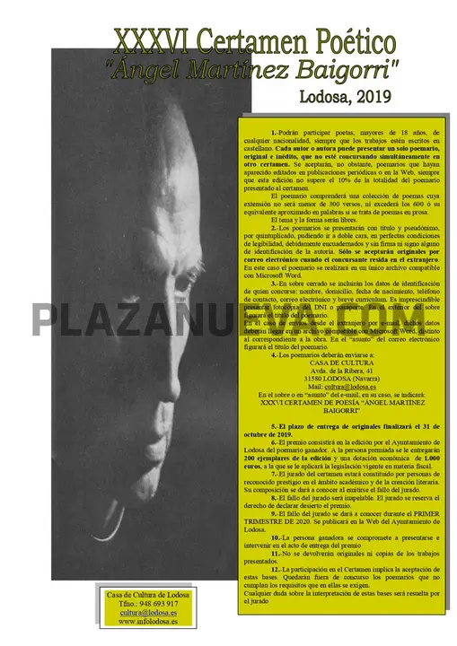 XXXVI Certamen po&eacute;tico &lsquo;&Aacute;ngel Mart&iacute;nez Baigorri&rsquo; 2019 en Lodosa
