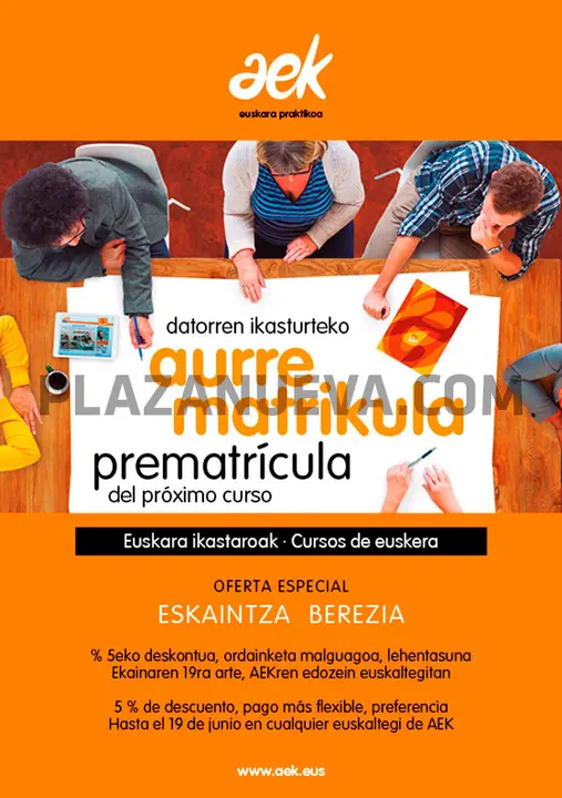Prematr&iacute;cula curso de euskera AEK en la Ribera