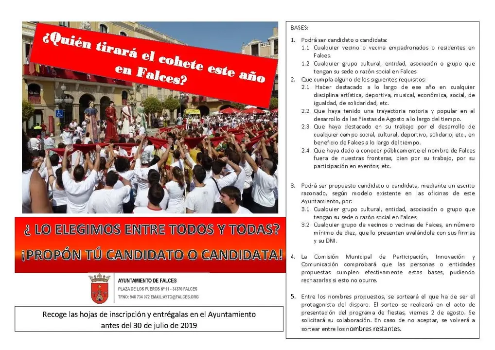 Los falcesinos y Falcesinas eligir&aacute;n qui&eacute;n lanza el cohete