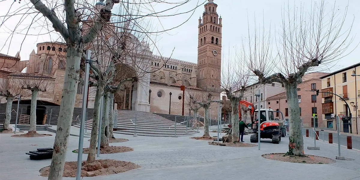 Obras en la plaza de la Seo de Tarazona