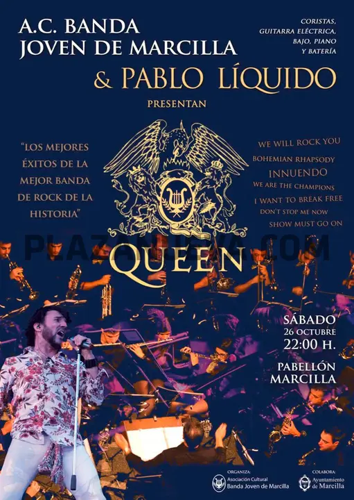 Actuaci&oacute;n en Marcilla de la A.C. Banda Joven de Marcila & Pablo L&iacute;quido Queen