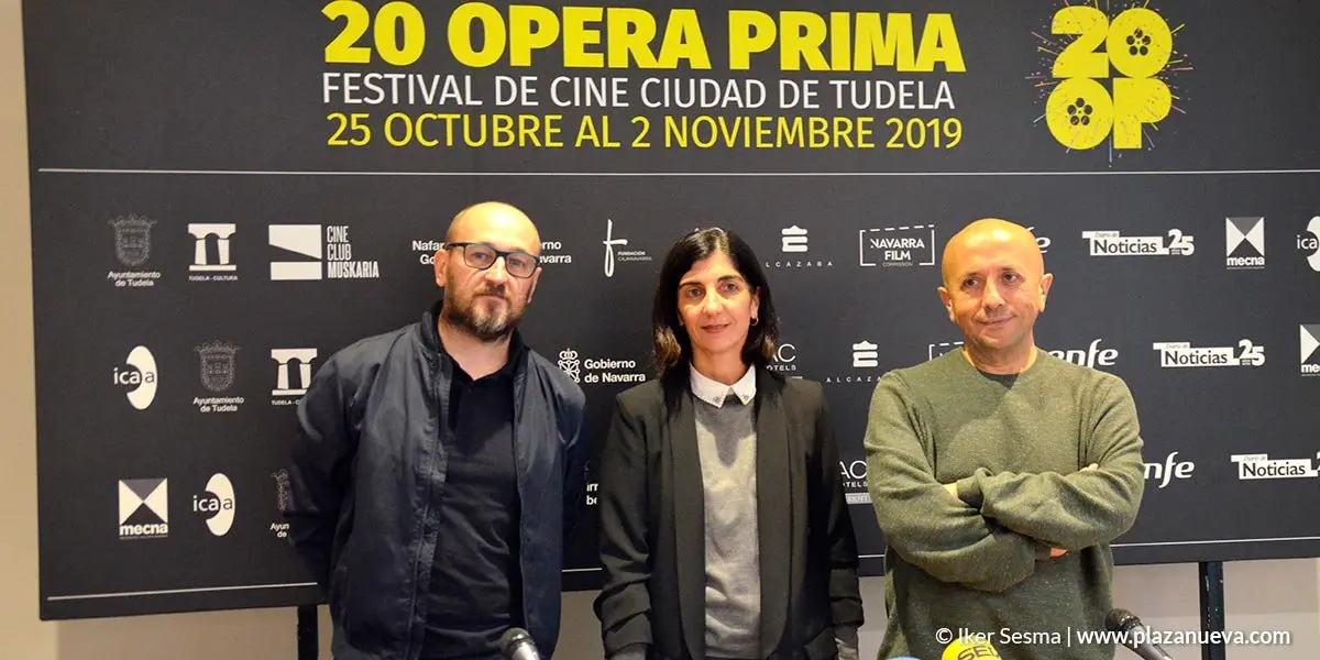 Julio Mazarico, Merche A&ntilde;&oacute;n y Luis Alegre en la presentaci&oacute;n de la XX Edici&oacute;n del festival Opera Prima de Tudela
