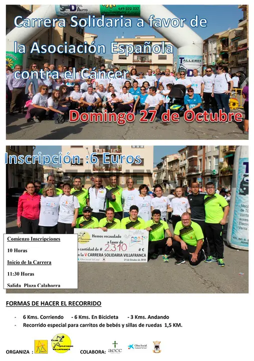 Carrera solidaria en Villafranca a favor de la Asociaci&oacute;n Espa&ntilde;ola contra el C&aacute;ncer