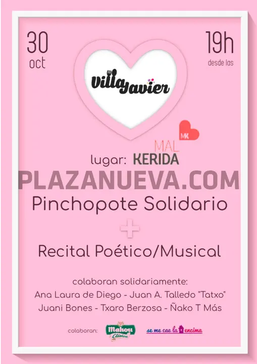 Pinchopote solidario y recital po&eacute;tico-musical en Tudela a beneficio de la Fundaci&oacute;n Tudela Comparte