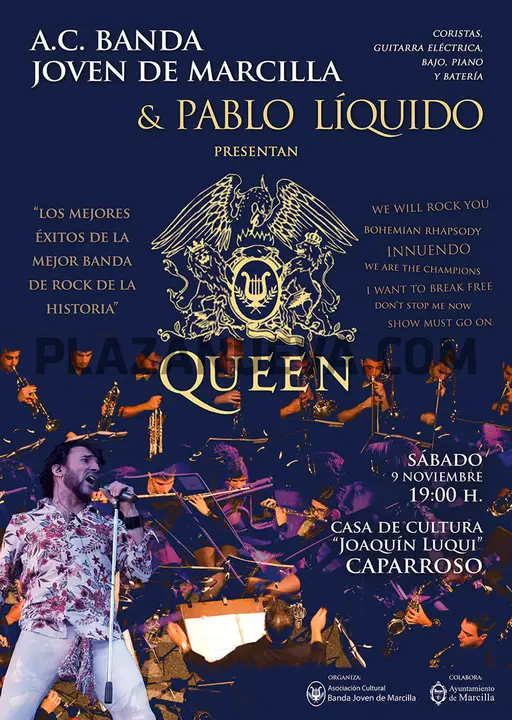 Actuaci&oacute;n en Caparroso de la A.C. Banda Joven de Marcila & Pablo L&iacute;quido Queen