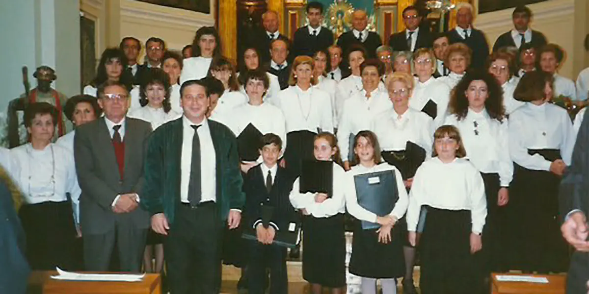 La Coral de Murchante durante el concierto del D&iacute;a de Navarra en 1990