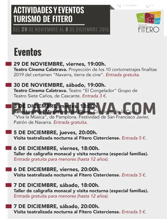 Fitero Actividades noviembre-diciembre