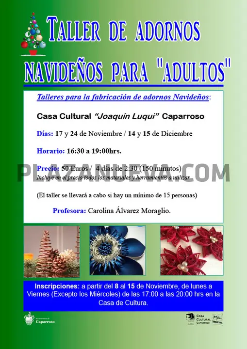 Taller de adorno navideños para adultos en Caparroso