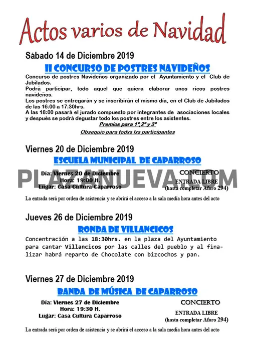 Actos varios Navidad en Caparroso