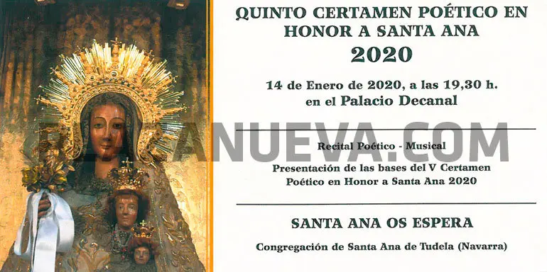 V Certamen Po&eacute;tico en honor a Santa Ana 2020 en Tudela