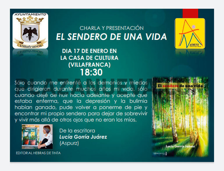 Charla y presentación en Villafranca del libro ‘El Sendero de una vida’ de Lucía Gorría Juárez