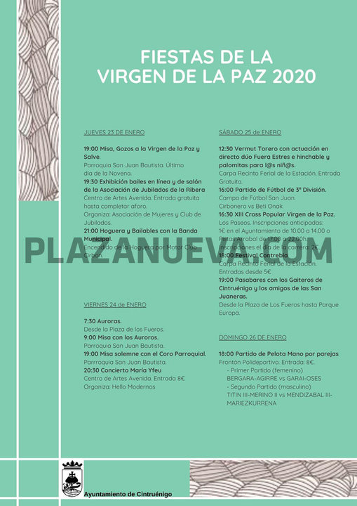 Fiestas de la Virgen de la Paz 2020 en Cintruénigo
