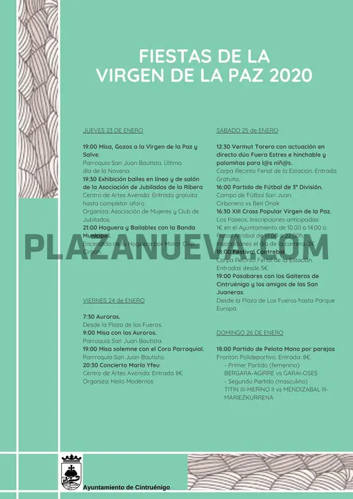 Fiestas de la Virgen de la Paz 2020 en Cintru&eacute;nigo