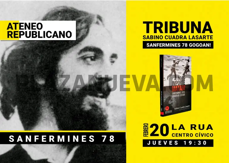 Presentaci&oacute;n en Tudela del libro &lsquo;No os importe matar, Sanfermines 78&rsquo; de Sabino Cuadra Lasarte