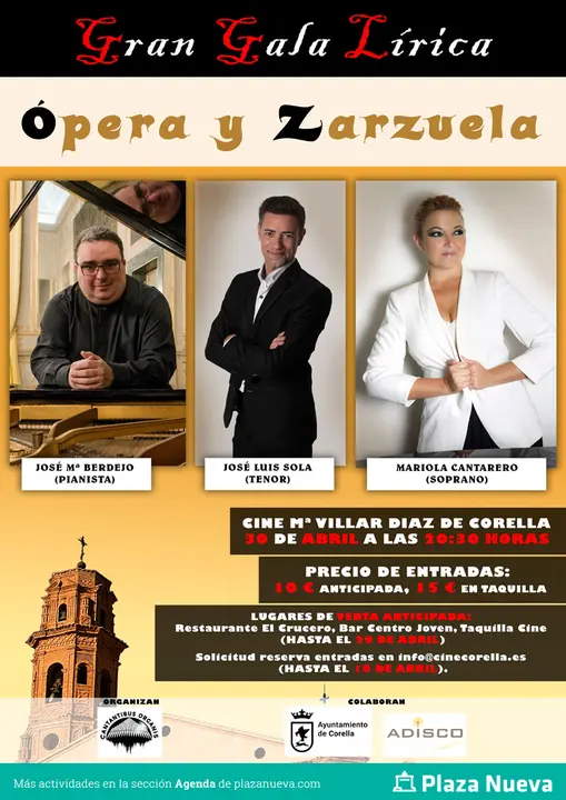 Gran gala l&iacute;rica en Corella de &oacute;pera y zarzuela