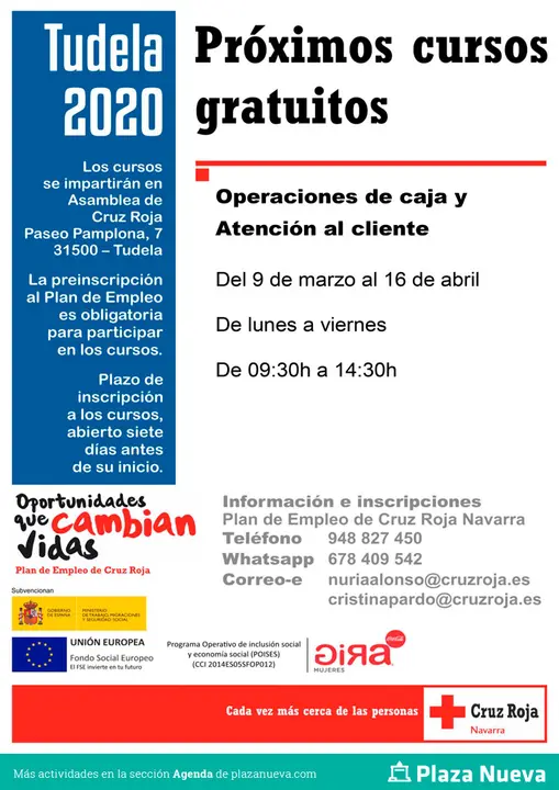 Curso gratuito de Cruz Roja Tudela &lsquo;Operaciones de caja y atenci&oacute;n al cliente&rsquo;