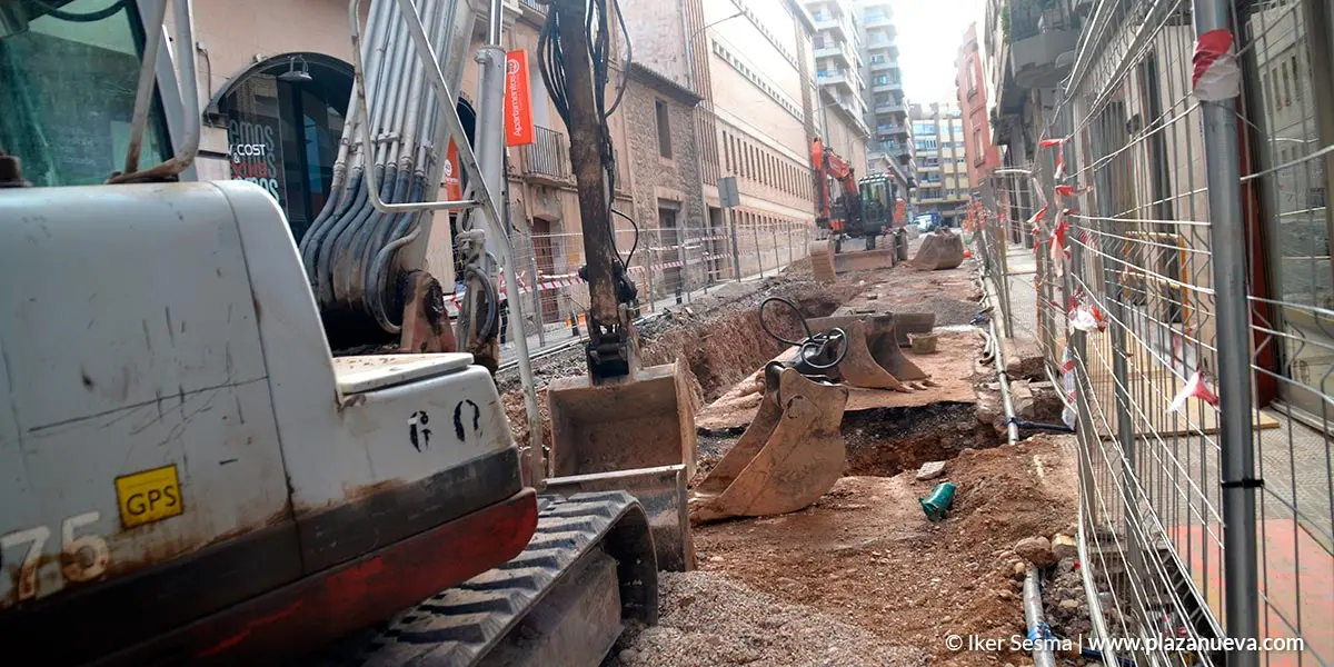 As&iacute; van avanzando las obras de la calle Capuchinos de Tudela