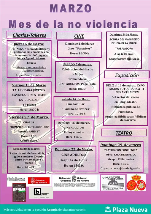 &lsquo;Marzo, mes de la no violencia&rsquo; 2020 en Fusti&ntilde;ana