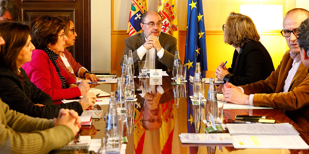 El Presidente de Aragón, Javier Lambán, preside la reunión de coordinación de Coronavirus