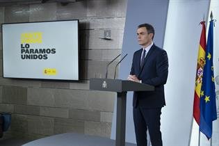 Pedro Sánchez durante una comparecencia en esta crisis (Foto Borja Puig de la Bellacasa)