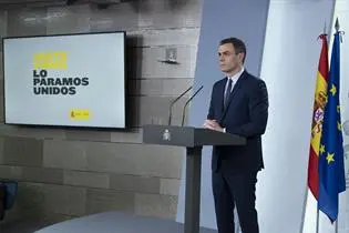Pedro S&aacute;nchez durante una comparecencia en esta crisis (Foto Borja Puig de la Bellacasa)