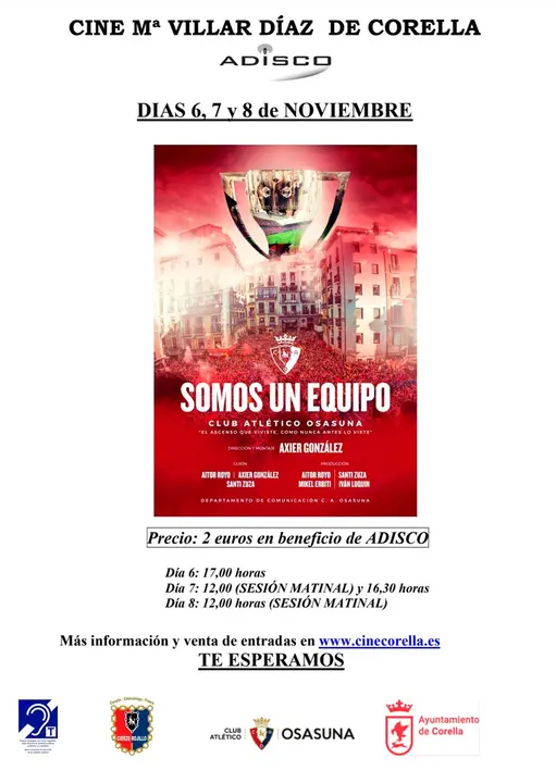 Proyecci&oacute;n en Corella del documental de CA Osasuna &lsquo;Somos un equipo&rsquo;