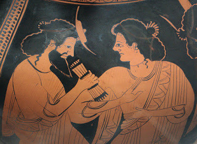 Hermes y Maia, ánfora de la Ática, 500 aC